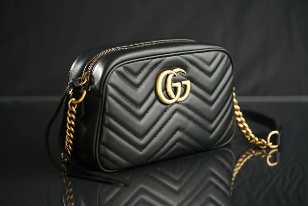 A classic black handbag